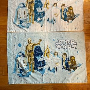 Vintage Star Wars New Hope Pillow case and Return Of The Jedi Fitted Sheet Lot